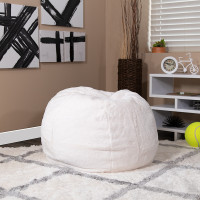 Flash Furniture DG-BEAN-SMALL-FUR-WH-GG Small White Furry Kids Bean Bag Chair 